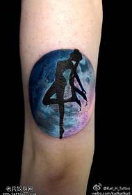 Leg color starry sky girl warrior tattoo pattern