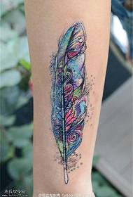 Image de tatouage de plume de couleur de jambe