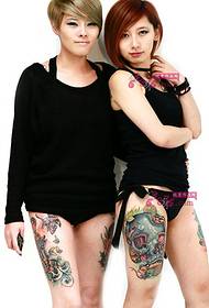 Influx thigh fashion Jeropa en Amearika tatoeëringsfoto's