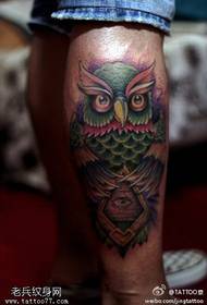 Colorful sacred owl tattoo pattern
