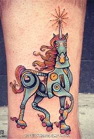 Leg color machine unicorn tattoo pattern