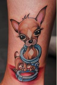 A female leg chihuahua tattoo pattern to enjoy the picture
