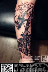 Ink style leg bamboo tattoo