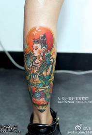 Colorful quiet Buddha tattoo pattern