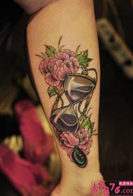 Flower hourglass calf fashion tattoo picture