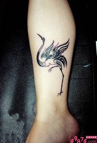 Calf red-crowned crane tattoo picture