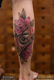 Been groot rose god oog tattoo patroon