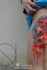 Leg color nine-tailed fox tattoo picture