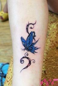 Girl calf blue butterfly tattoo picture
