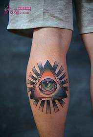 Personalized triangle eye calf tattoo picture