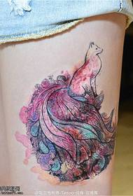 Leg color personality nine-tailed fox tattoo picture