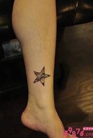 Creative cosmic leg stars tattoo pictures