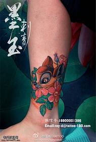 Color leg fawn flower tattoo pattern