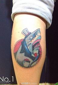 Leg personality color shark tattoo pattern