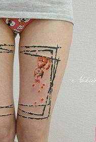 Girl thigh cute bunny tattoo pattern