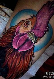 Leg color cock tattoo work