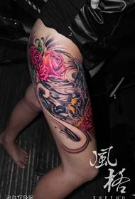 Woman legs creative skull rose tattoo tattoo works