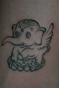 Сладък модел татуировка на слон тотем на краката за момичета