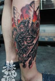 The leg creative ghost warrior tattoo work is shared by the tattoo show