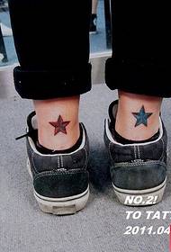 Small fresh legs, five-pointed star tattoos