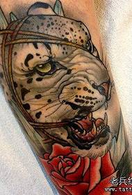 Leg creative leopard tattoo