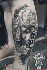 Leg death girl 骸 bird tattoo work