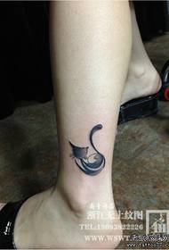 Girl legs fashion cat tattoo pattern