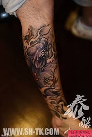 Male leg purple fish (2) tattoo pattern