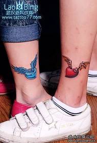 Couple color love wings tattoo