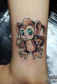 Cute cartoon baby monkey tattoo pattern for girls legs