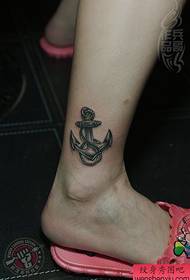 Girl legs black gray anchor tattoo works