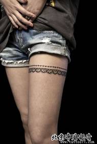Nice fashion girl legs lace tattoo pattern
