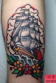 Tattoo show, recommend a color sailboat tattoo pattern