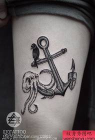 The leg anchor octopus tattoo works are shared by the tattoo show
