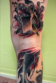 Recommend a leg shark tattoo pattern
