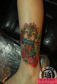 Cute cute cat tattoo pattern on the legs