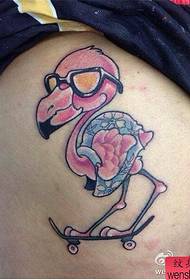 Leg skateboarding flamingo tattoos