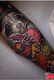 Tattoo show, recommend a leg raccoon tattoo