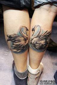 Classic alternative leg couple swan tattoo pattern