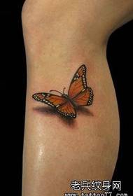 Trimatis drugelio tatuiruotės modelis ant blauzdos
