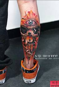 Tattoo montre, rekòmande yon janm koulè kreyatif zo tatoo travay