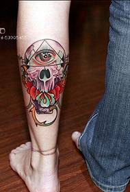 Tattoo spectaculum, suadeo aut cruris, Deus oculo skull tattoo