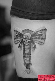 Tattoo recommended a woman's leg skull bow tattoo tattoo works