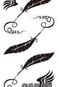 Set of totem feather tattoo manuscript patterns