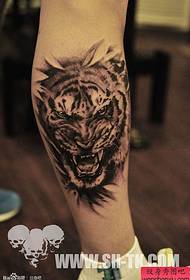 Male leg tiger tattoo pattern