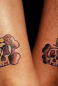 Couple tattoo pattern: leg couple cute little skull tattoo pattern