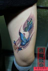 Hermoso patrón de tatuaje de mariposa popular para piernas femeninas