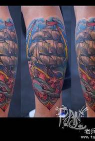 A popular sailing tattoo pattern for the legs