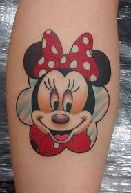 Leg cartoon color mickey tattoo work