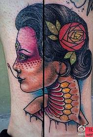 Een been kleur meisje tattoo patroon
